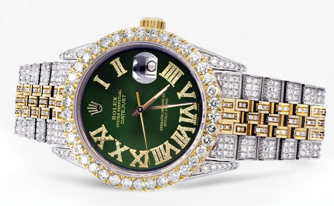 green face iced out rolex