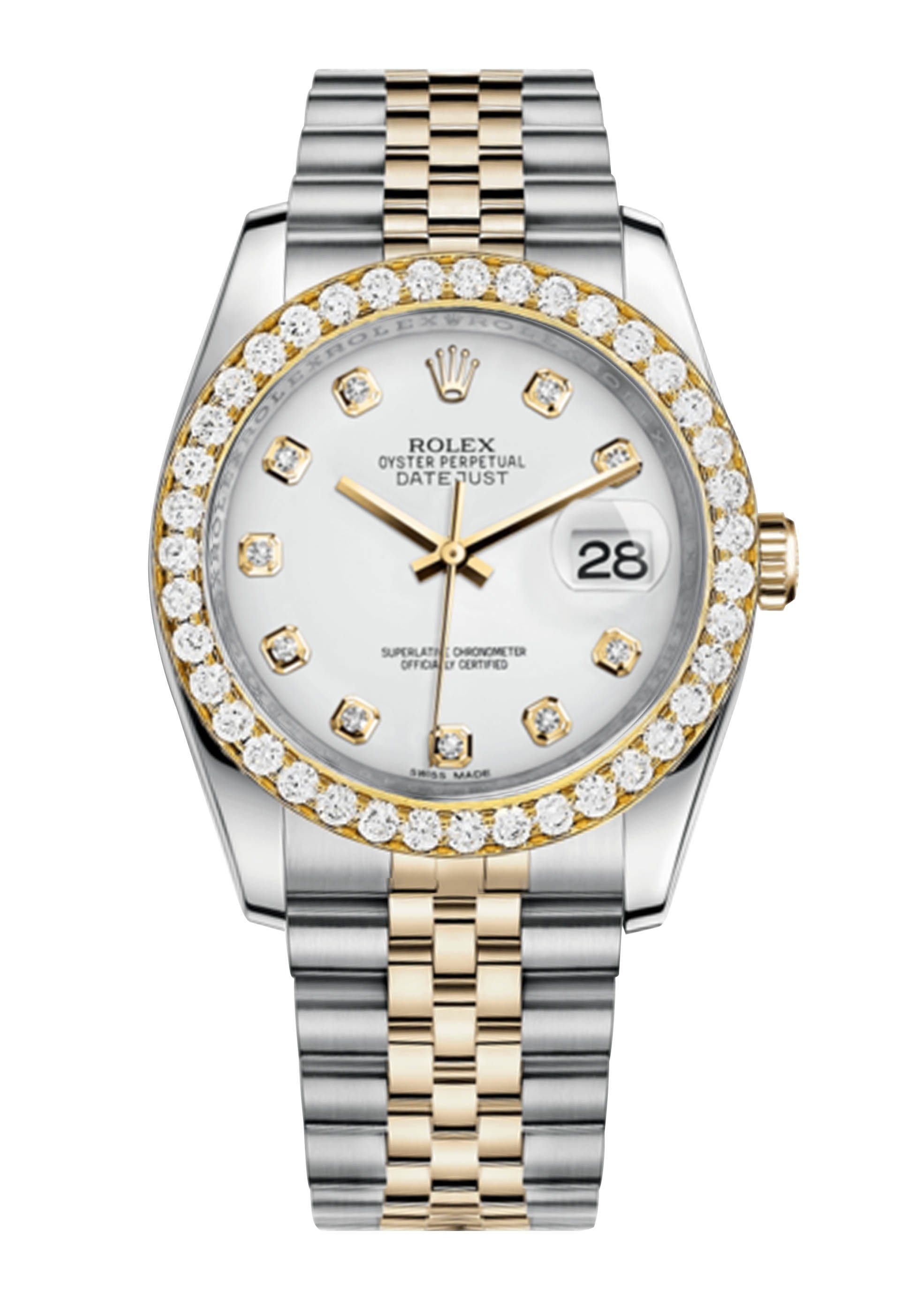 Rolex Datejust White Dial - Diamond Hour Markers With 4 Carats Of Diam ...