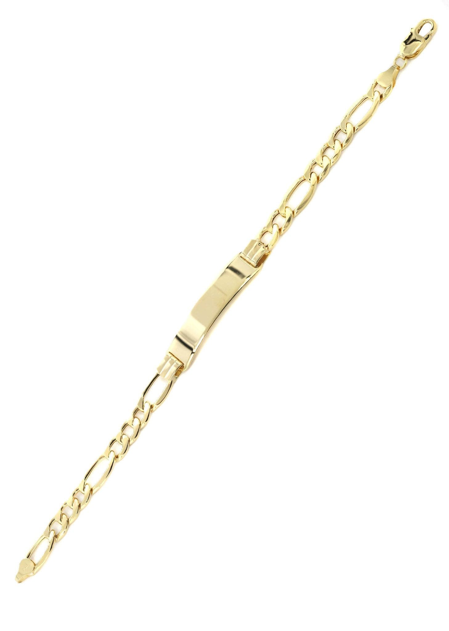 Hollow Id Figaro Bracelet 10K Yellow Gold – FrostNYC