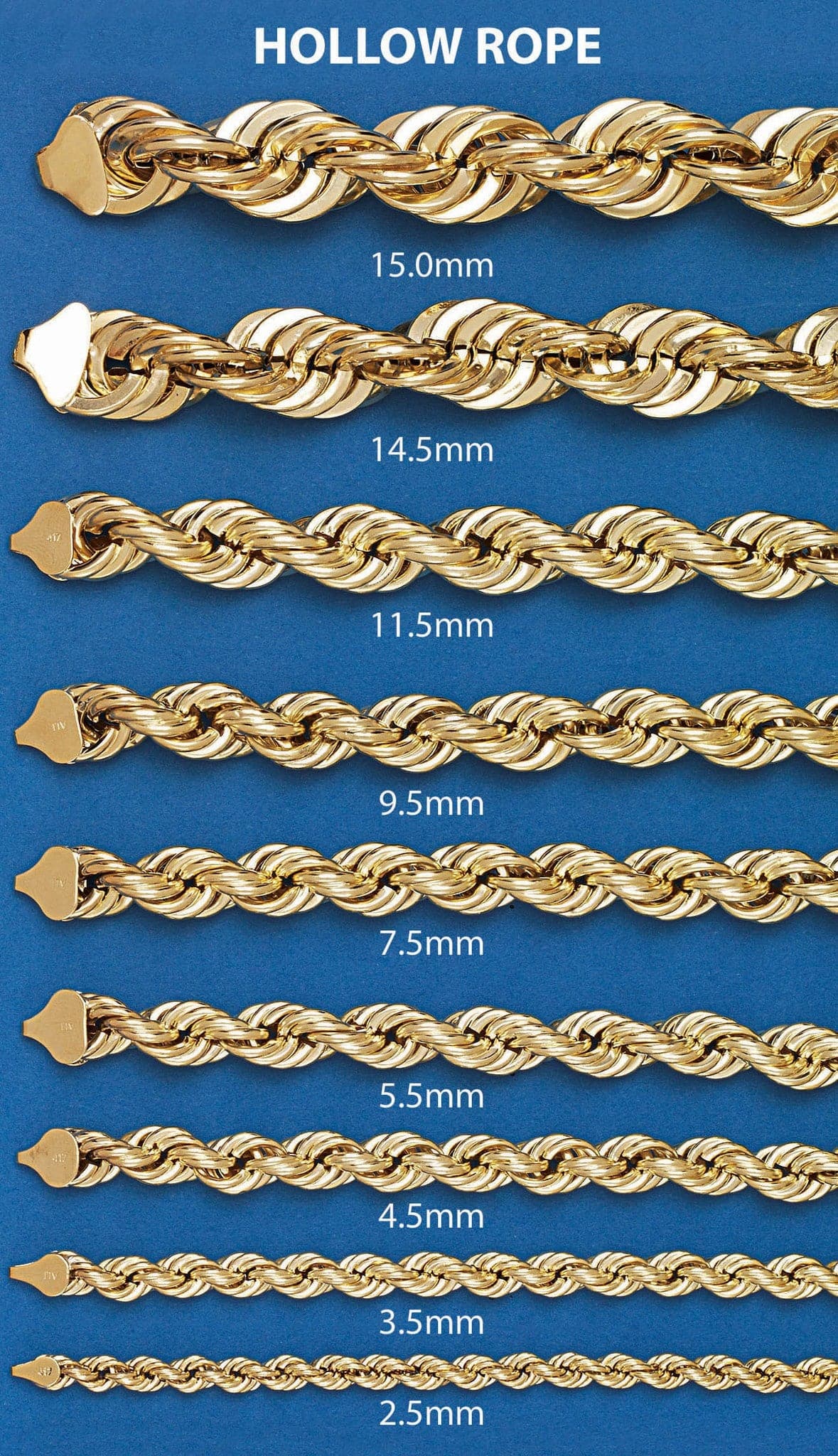 Gold Chain - Mens Hollow Rope Chain 10K 