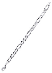 Hollow Mens Figaro Bracelet 10K White Gold – FrostNYC