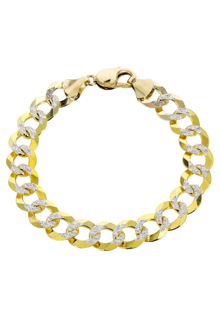 Hollow Mens Diamond Cut Cuban Bracelet 10K Yellow Gold – FrostNYC