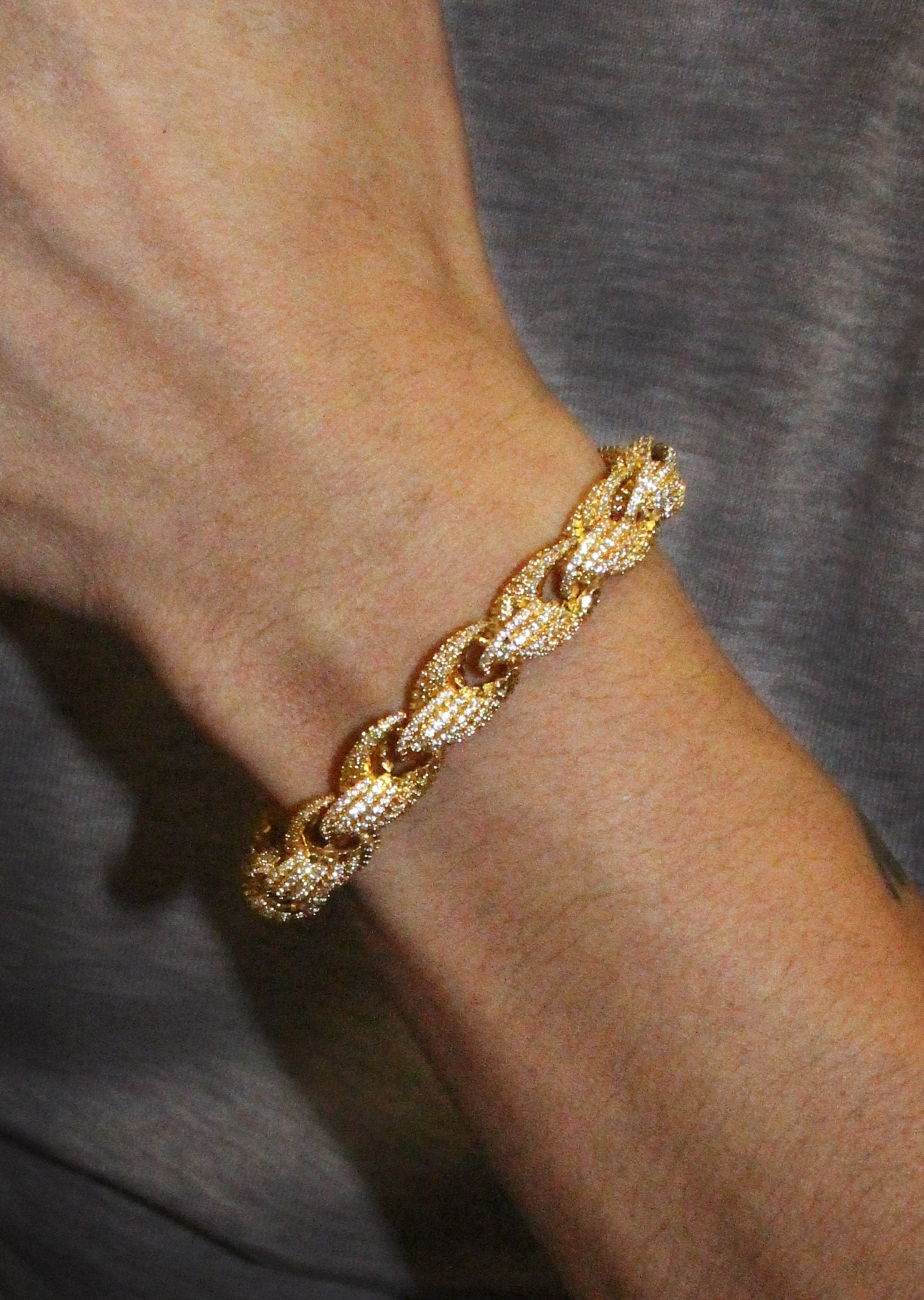 Gold Plated Mens Iced Out Solid Rope Bracelet â FrostNYC