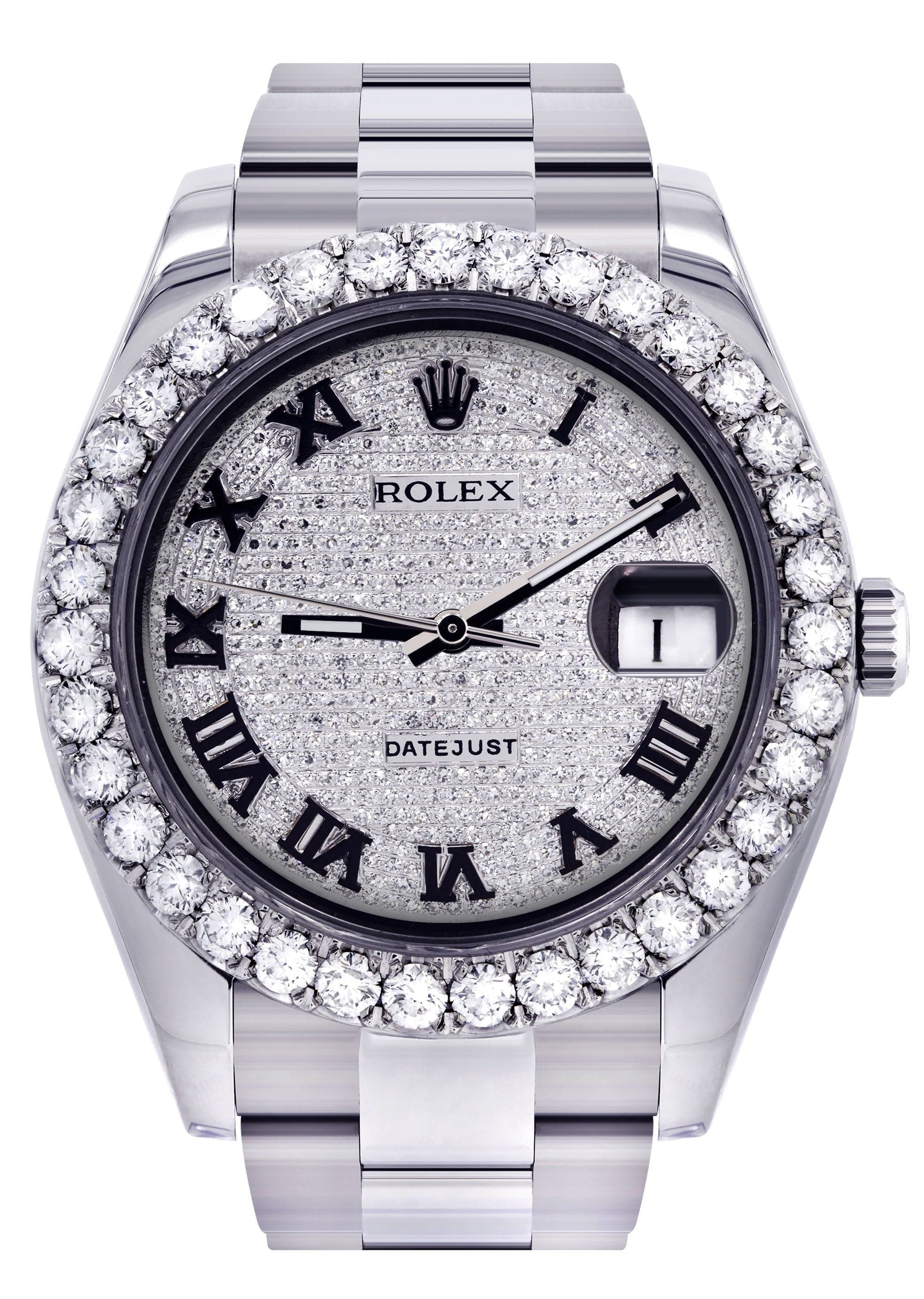 Rolex Datejust II Watch | 41 MM | Custom Diamond Pave Roman Dial | Oys ...