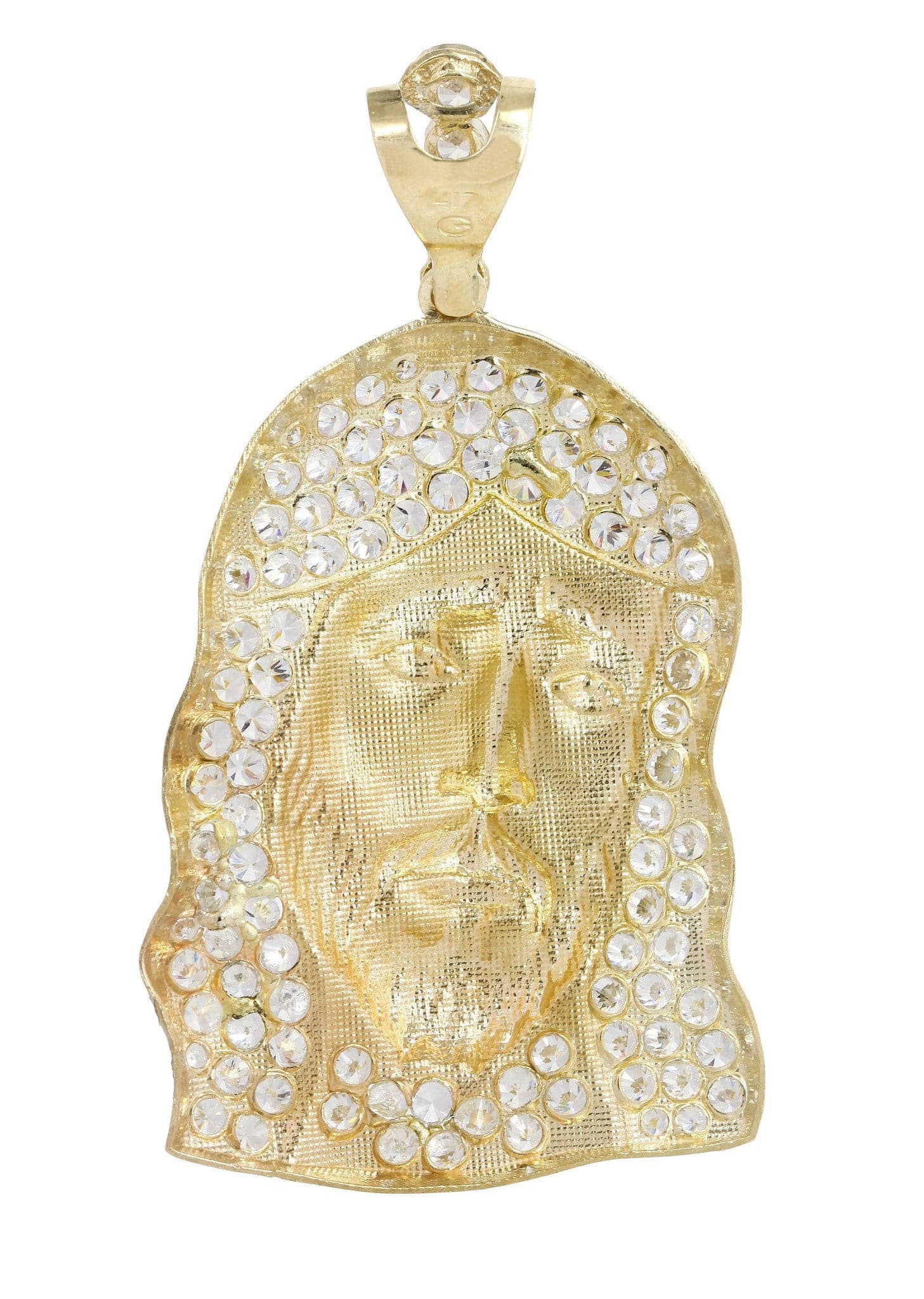 Big Jesus Piece & Cz 10K Yellow Gold Pendant. | 15.3 Grams – FrostNYC