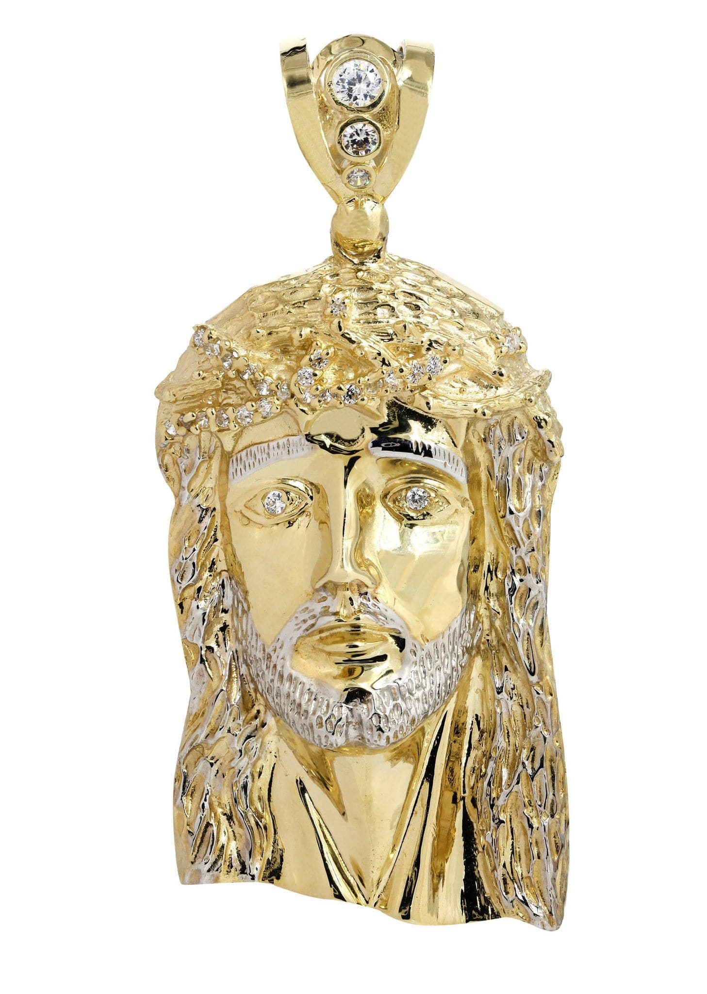 Big Jesus Piece & Cz 10K Yellow Gold Pendant. | 53.9 Grams – FrostNYC