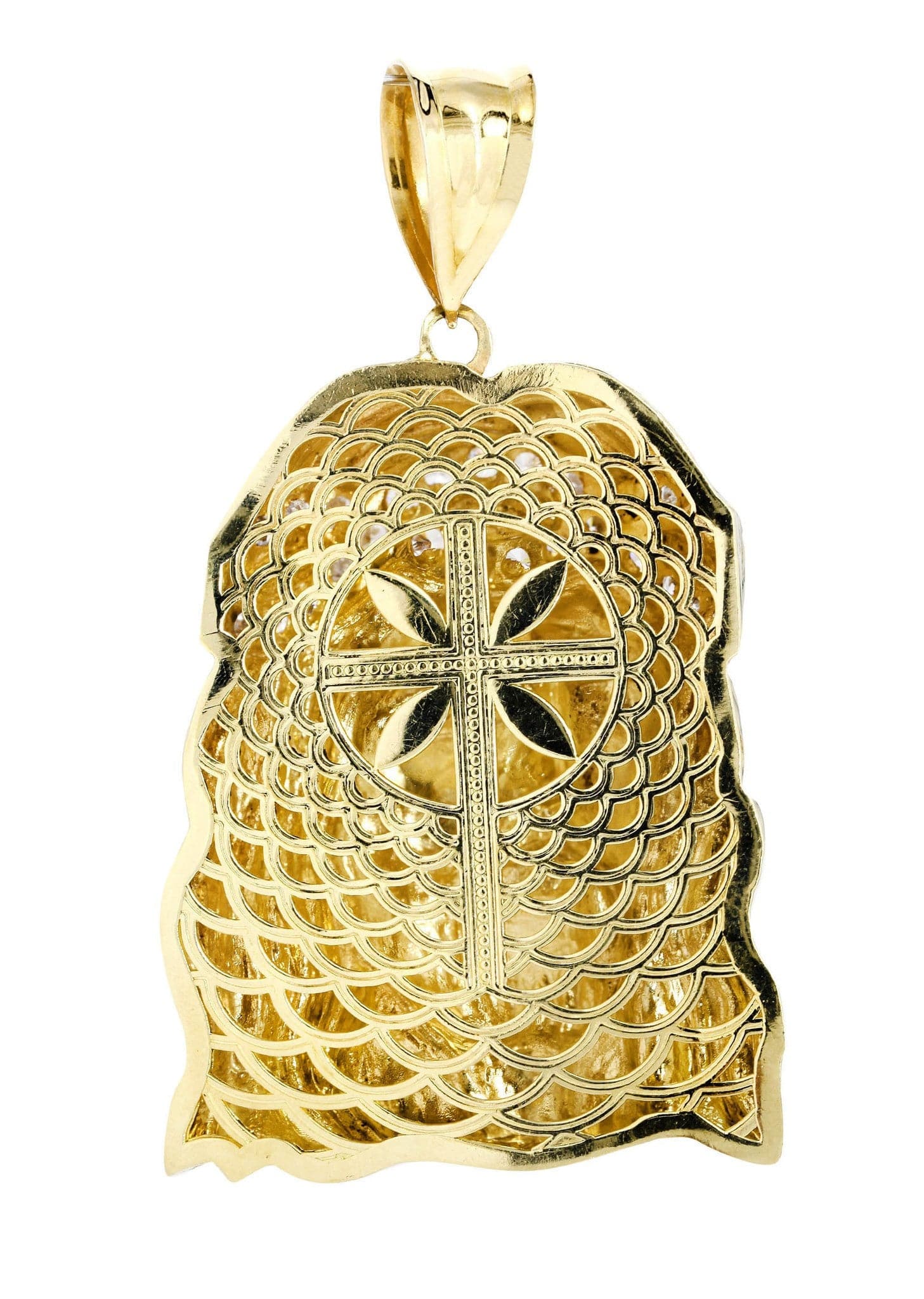 Big Jesus Piece & Cz 10K Yellow Gold Pendant. | 59.2 Grams – FrostNYC