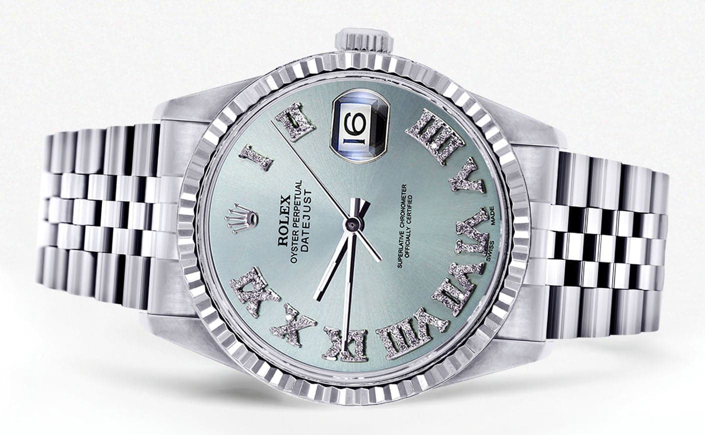 Mens Rolex Datejust Watch 16200 36Mm Light Blue Dial Jubilee Ban