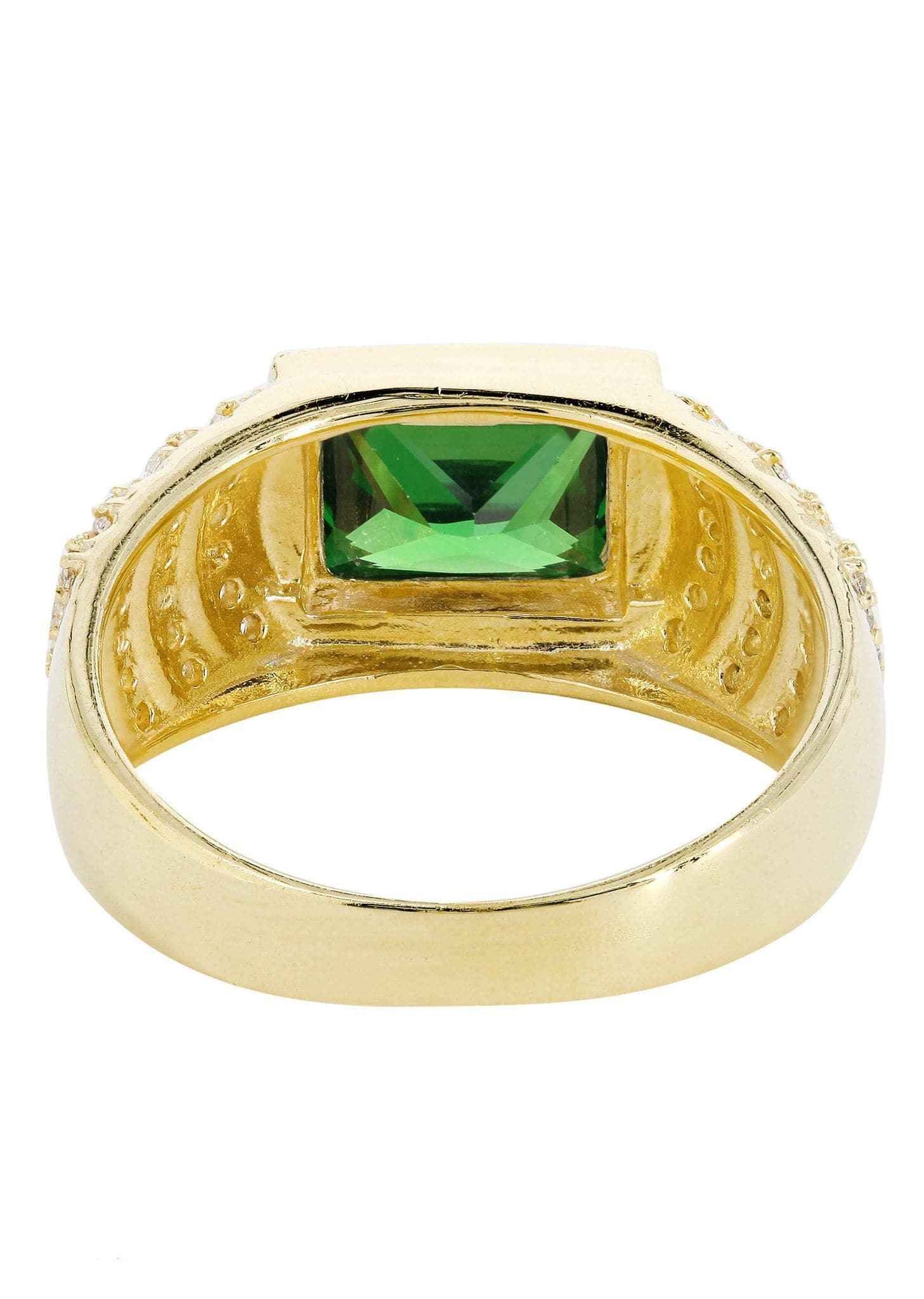 Emerald & Cz 10K Yellow Gold Mens Ring. | 8.1 Grams – FrostNYC
