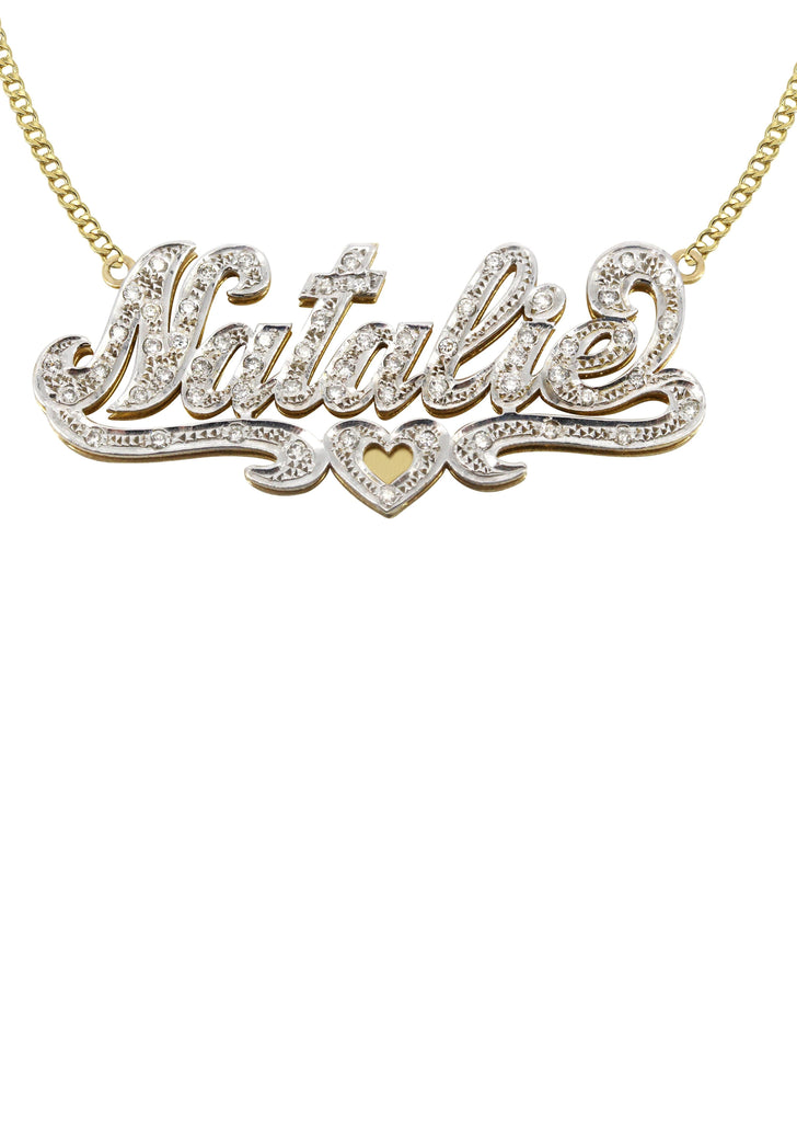 maak een foto Vervuild aankomen Gouden naamplaat ketting - Koop diamanten gepersonaliseerde hangers -  FrostNYC