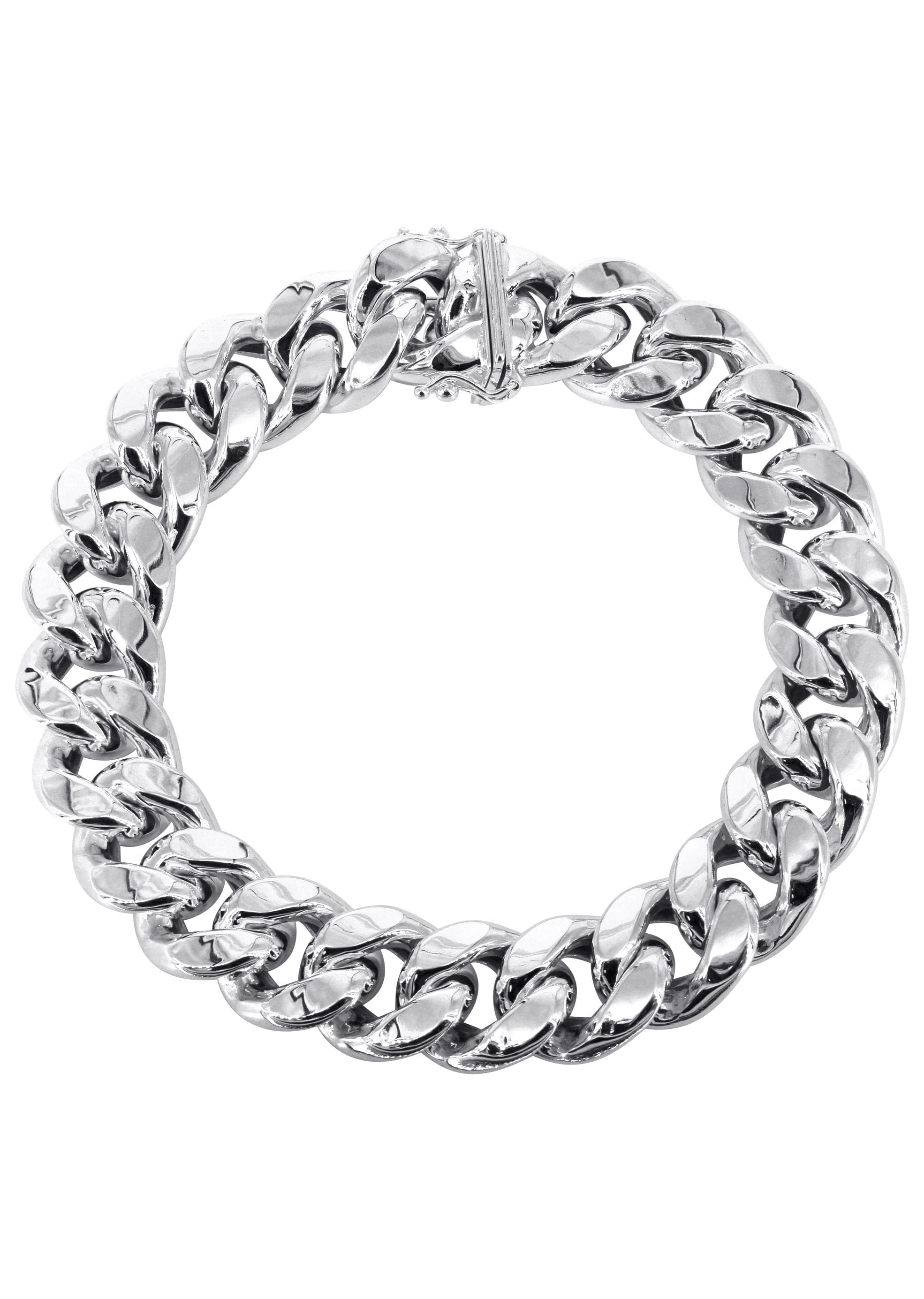 Hollow Mens Miami Cuban Link Bracelet 10K White Gold – FrostNYC