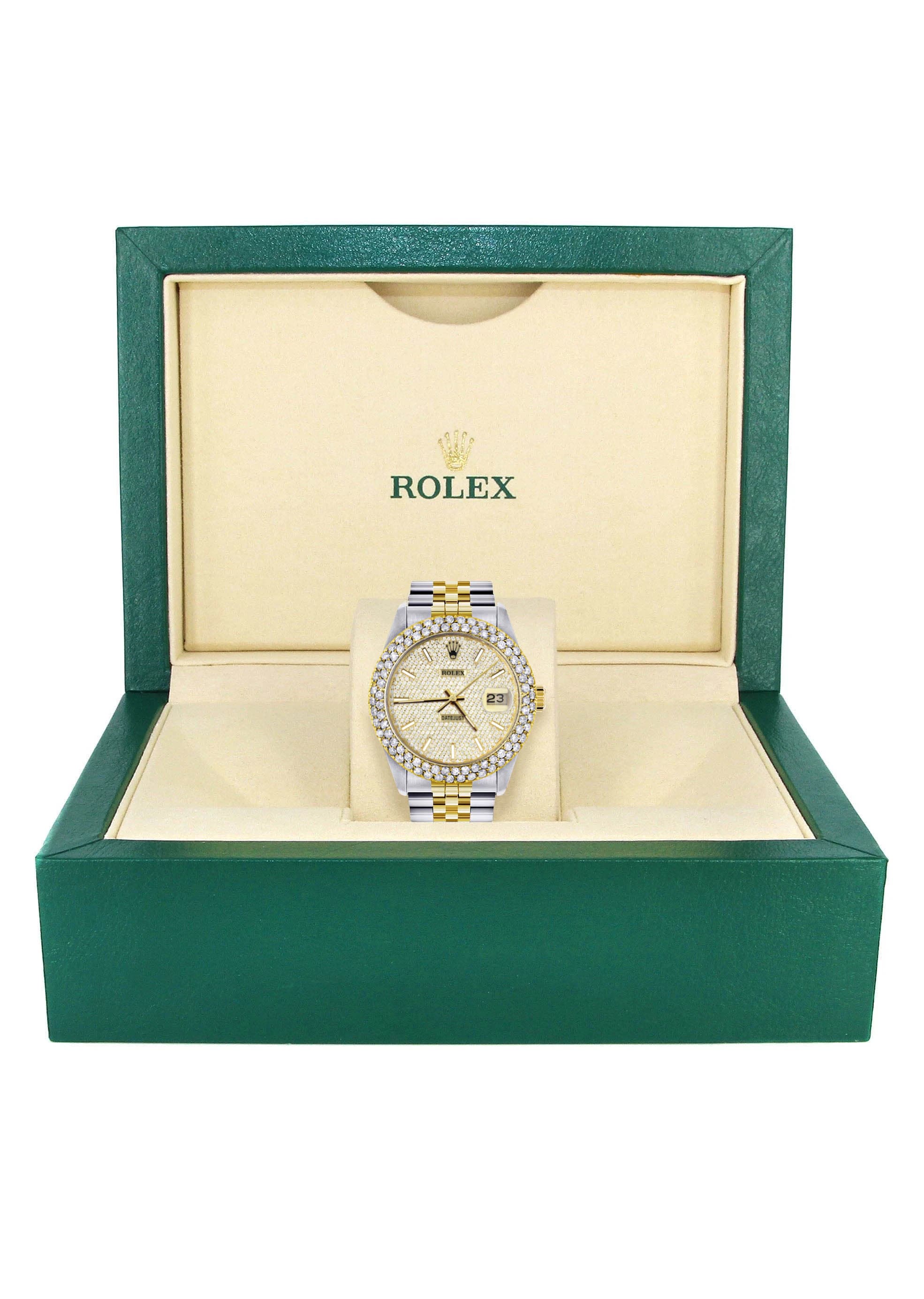 Diamond Gold Rolex Watch For Men 16233 | 36Mm | Full Diamond Dial | Tw