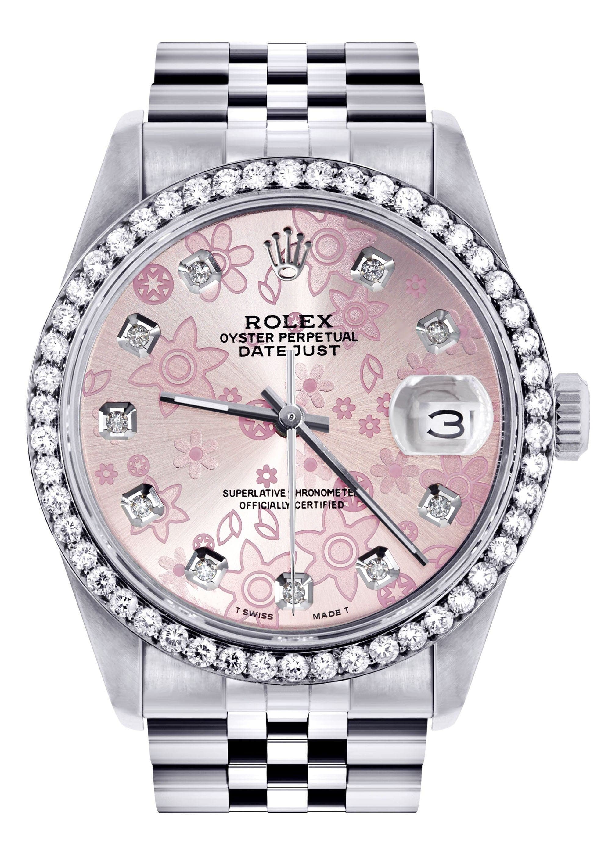 rolex pink flower dial