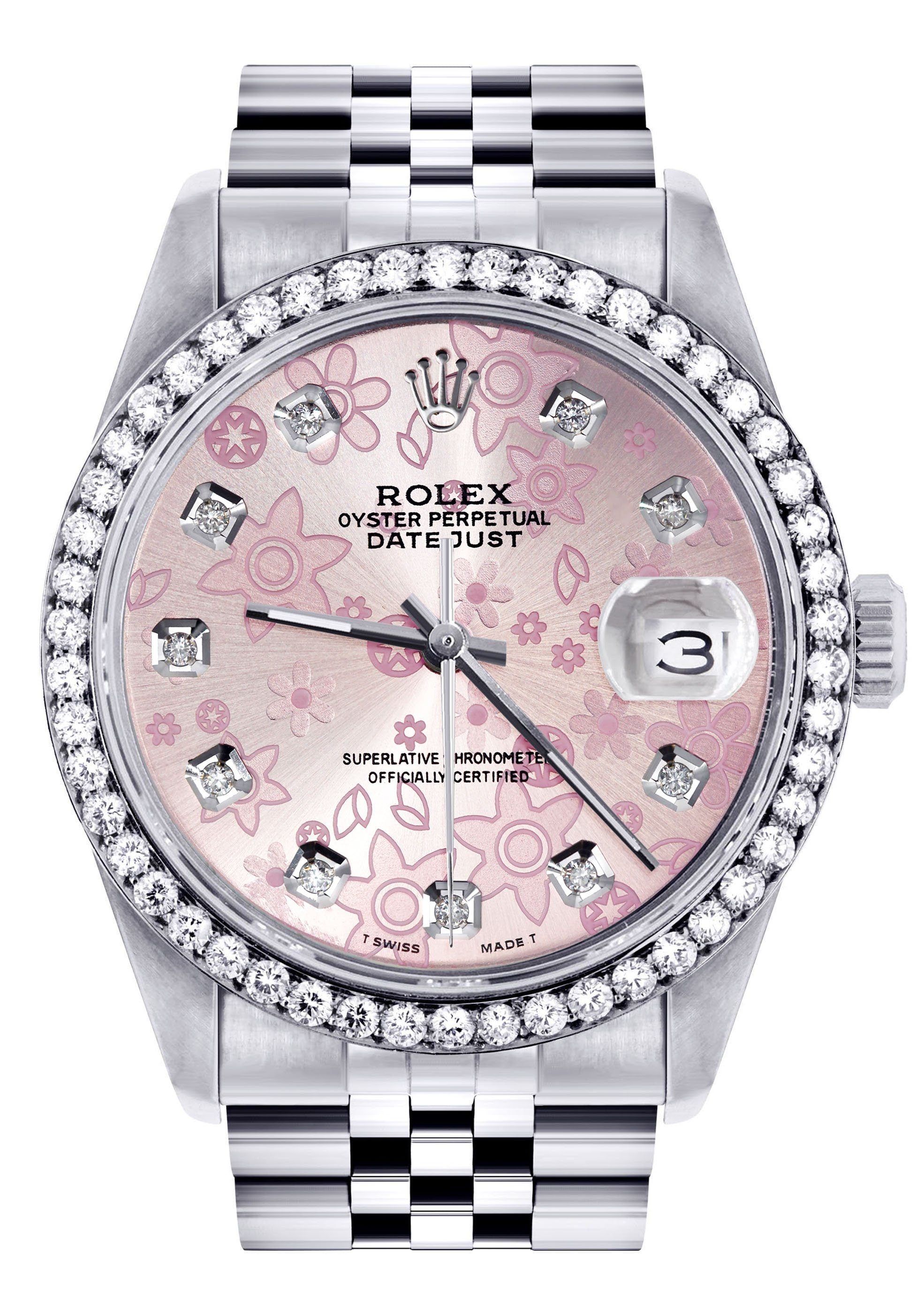 Womens Rolex Datejust Watch 16200 | 36Mm | Pink Diamond Flower Dial | â FrostNYC