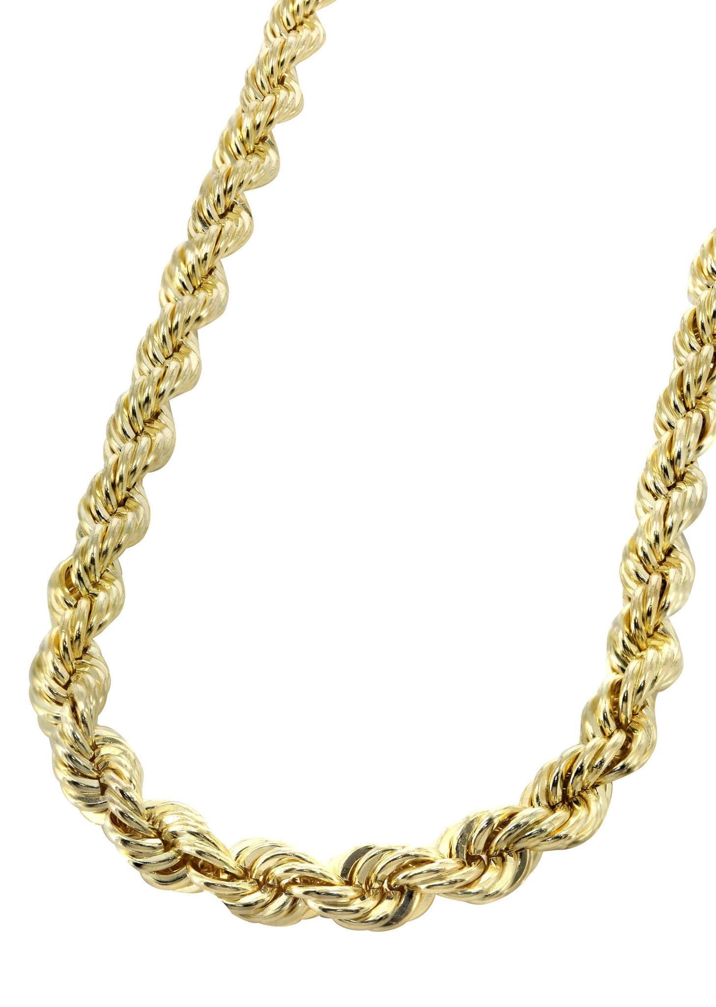 Men's Solid Gold Necklace, 14K Yg, Rope Chain 24 3.5mm