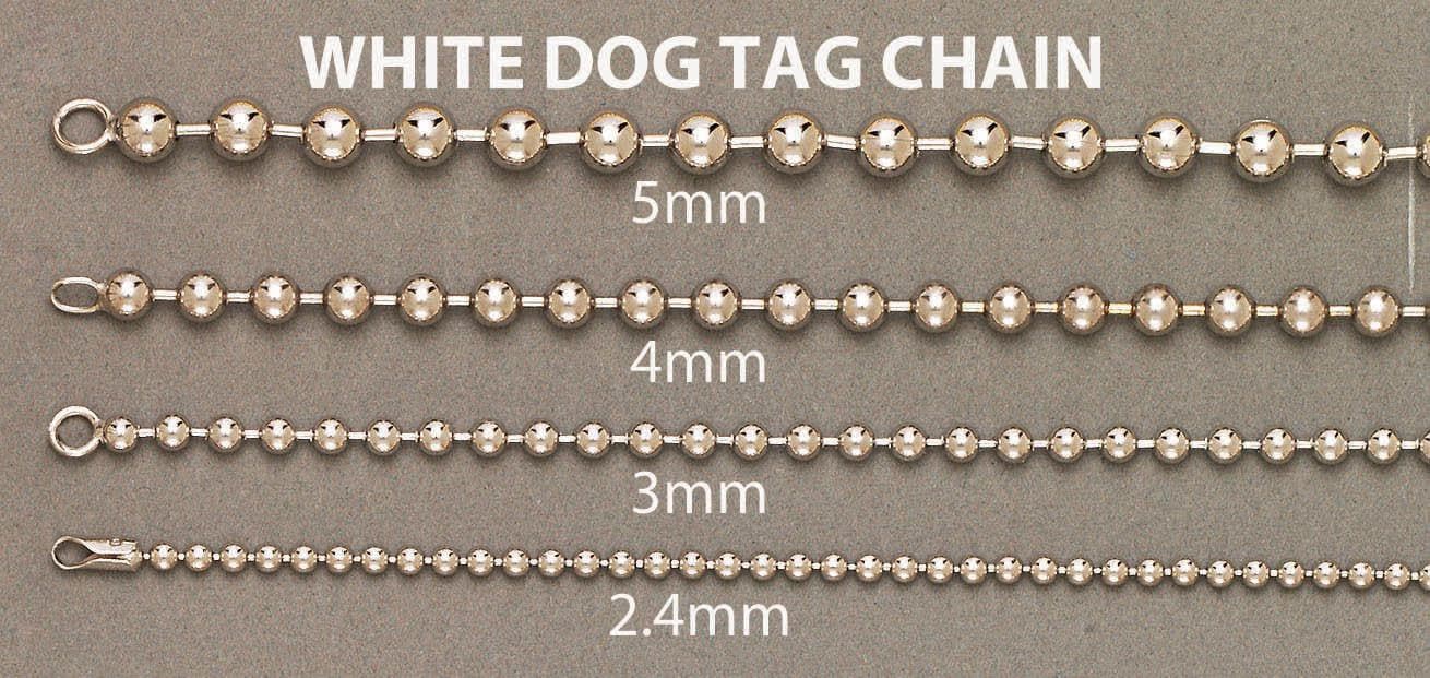 14K White Gold Chain - White Dog Tag 