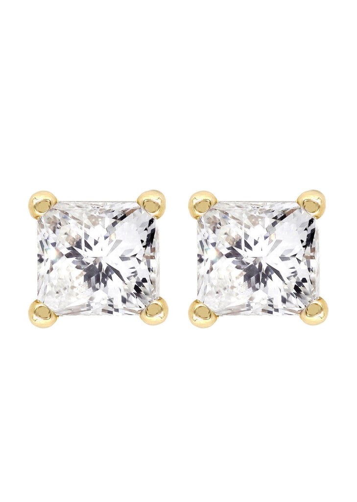 Princess Cut Diamond Stud Earrings For Men | 14K Yellow Gold | 0.97 Ca ...