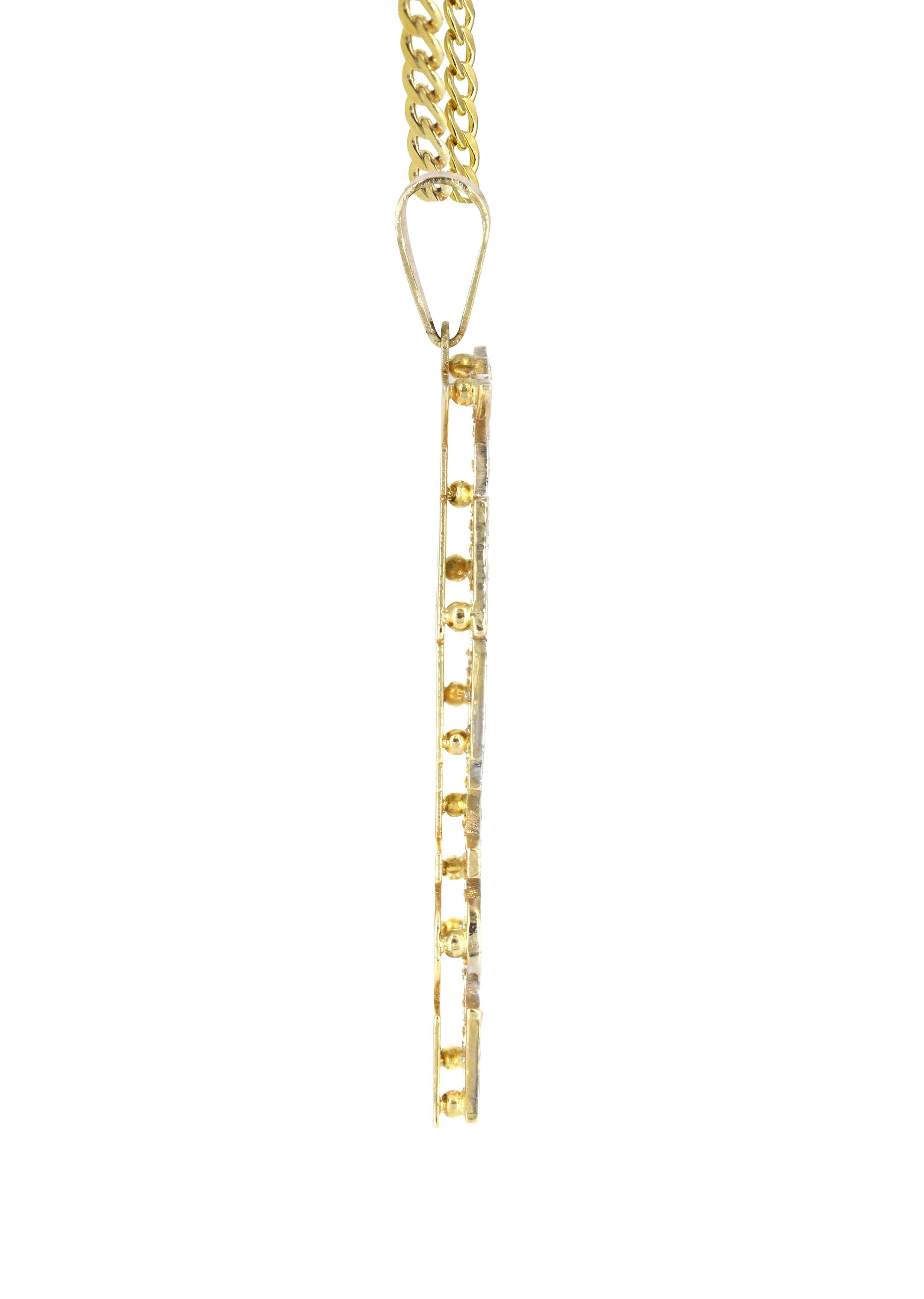 14K Ladies Vertical with Diamonds Name Plate Necklace | Appx. 12.9 Gra ...