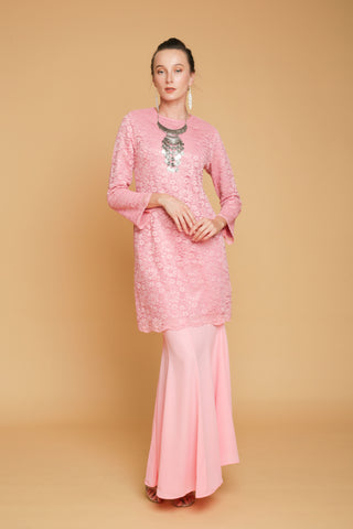 Baju Kurung Moden Lace. Dusty Pink. 