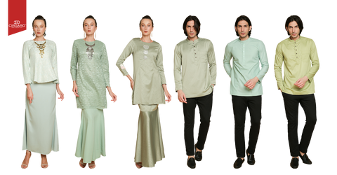 baju raya couple mint green