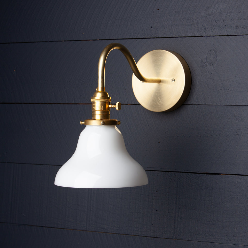 milk glass bathroom sconce