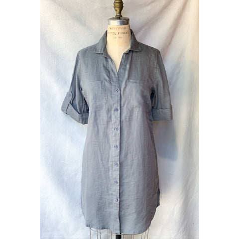 Linen Clothes shirt in Grey, button up Linen Shirt.