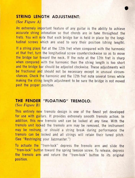 Original Fender Jazzmaster Manual