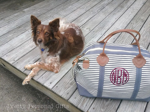 monogrammed weekender bag