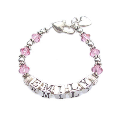 Personalized Child's Birthstone Name Bracelet – Pretty Personal Gifts