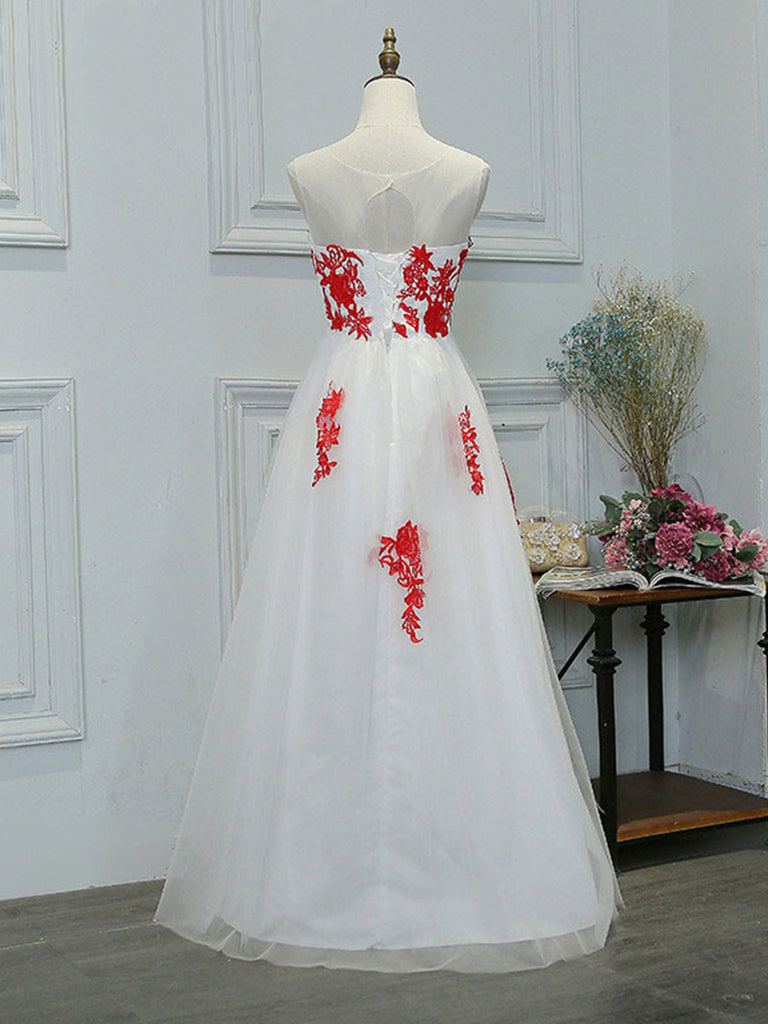 red and white prom dress