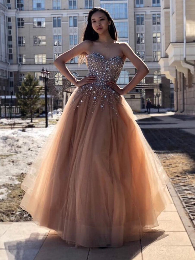 champagne long evening dress