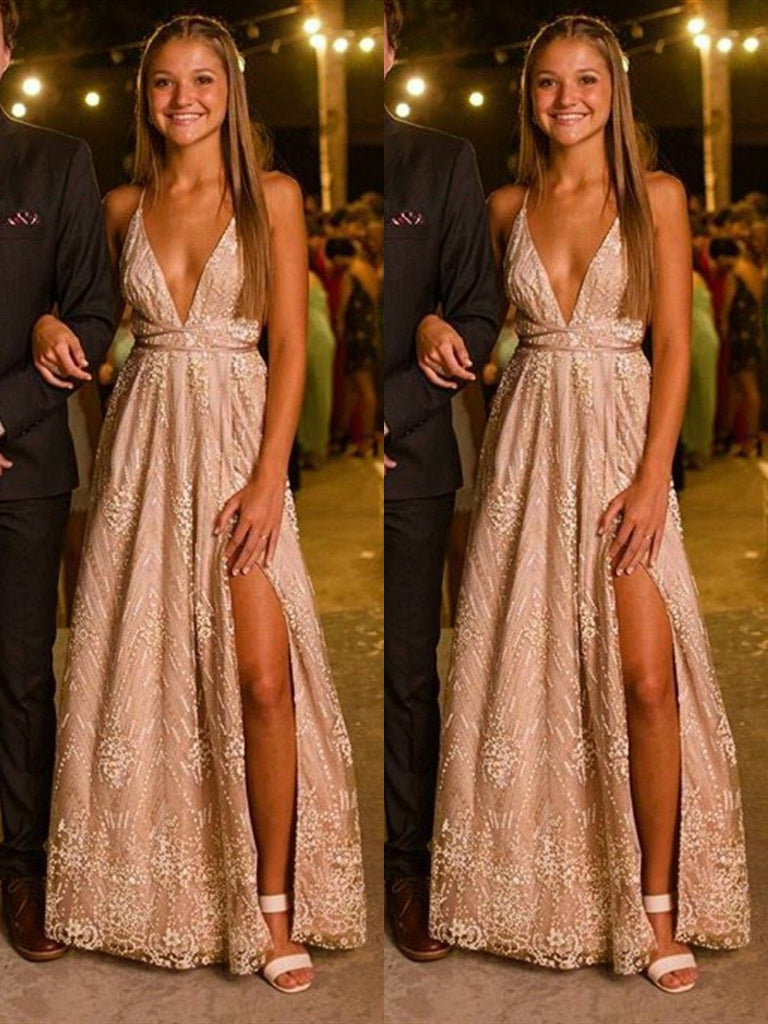 champagne backless dress