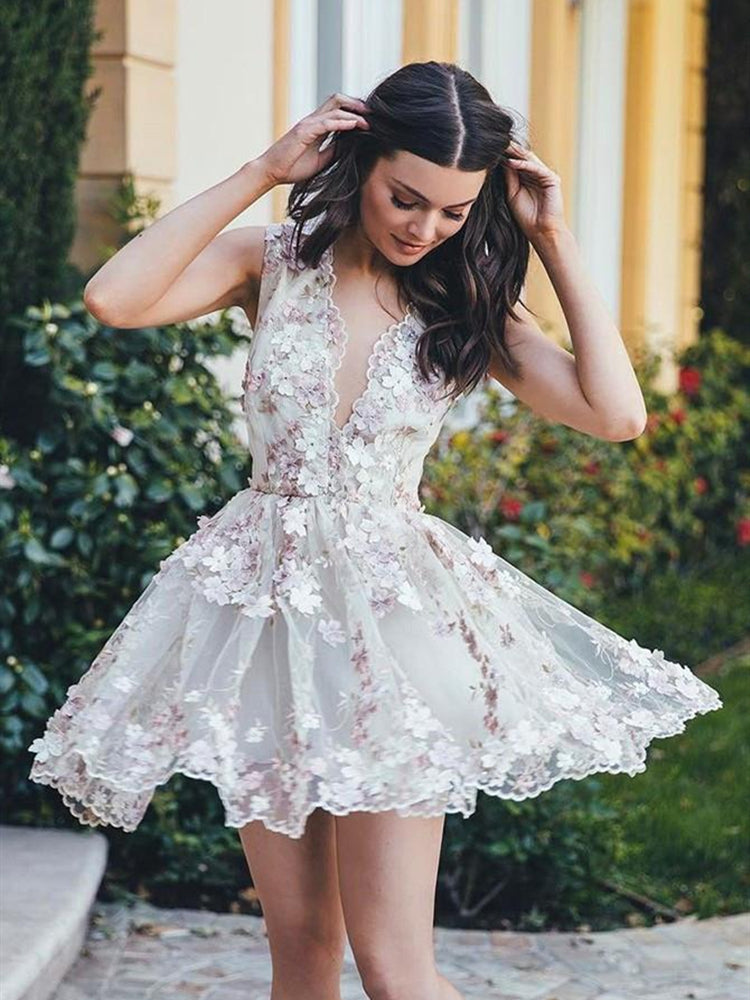 short flower prom dress