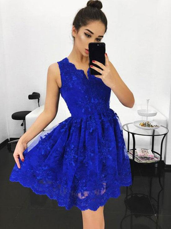 short blue grad dresses