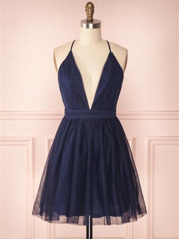 blue short dress formal