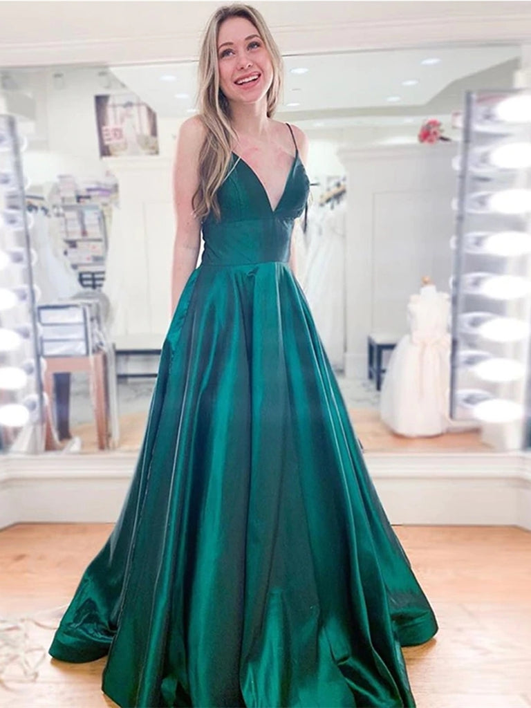 simple emerald green prom dresses