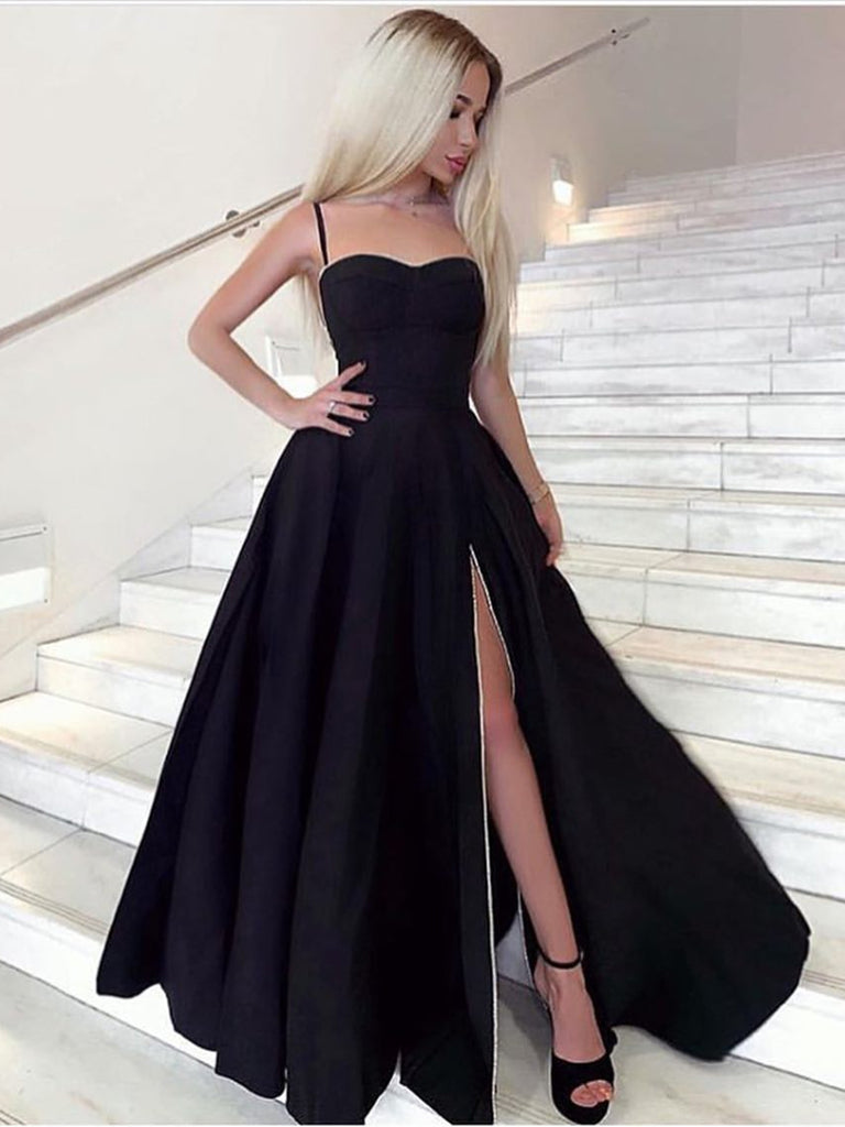 long black evening dress with split