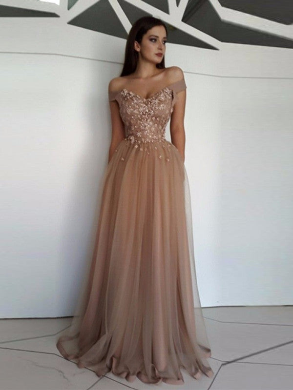 long off shoulder prom dress