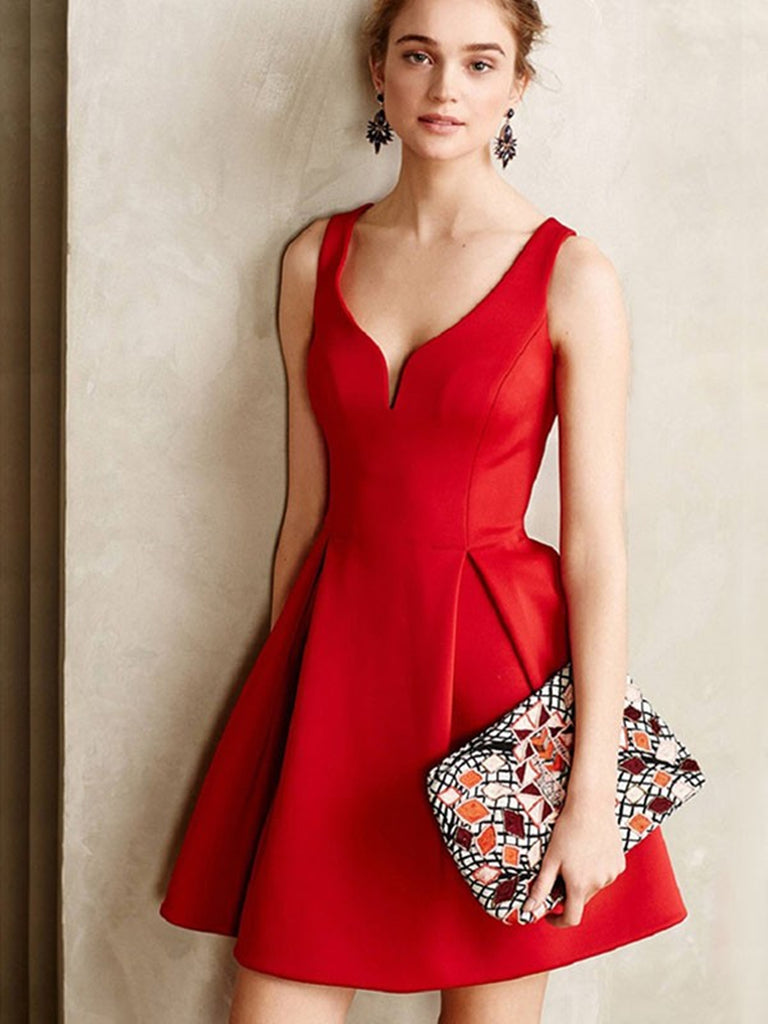 Red Satin Short Prom Dress Outlet, 59 ...