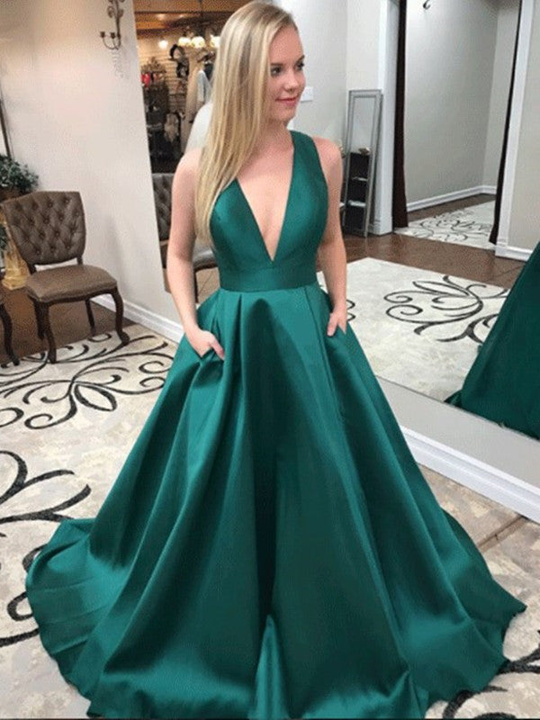 deep green prom dress