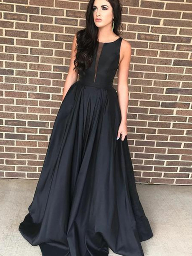 satin black prom dress