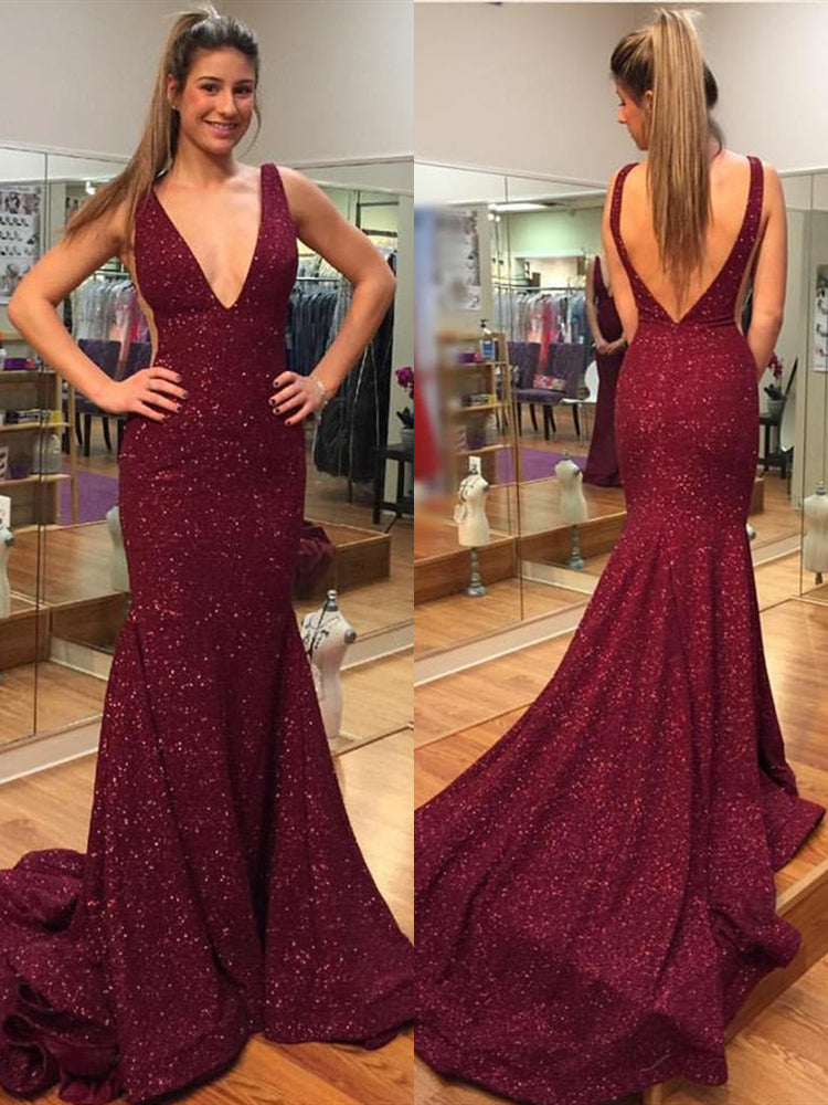 burgundy sequin mermaid dress