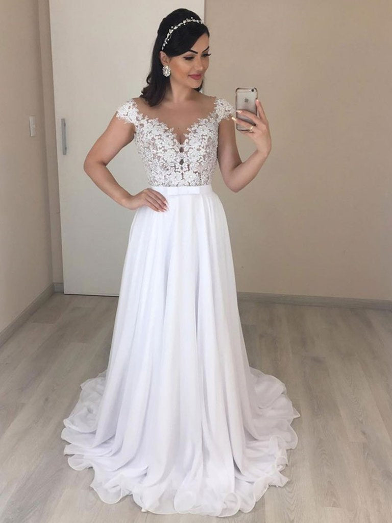 lace white prom dress