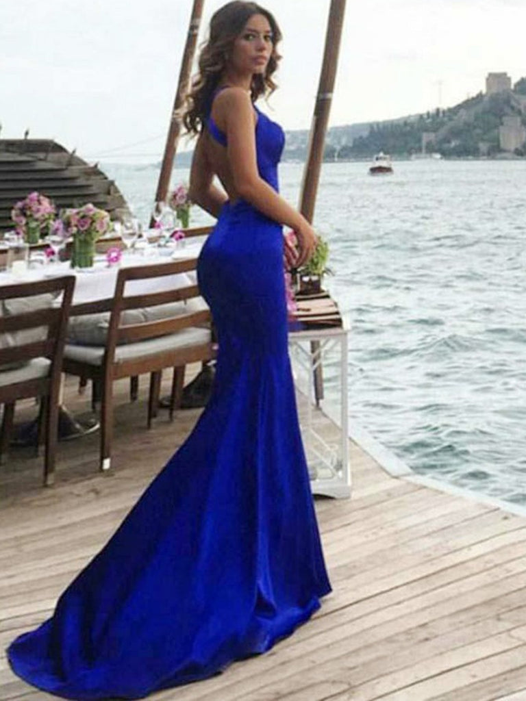 electric blue prom dress
