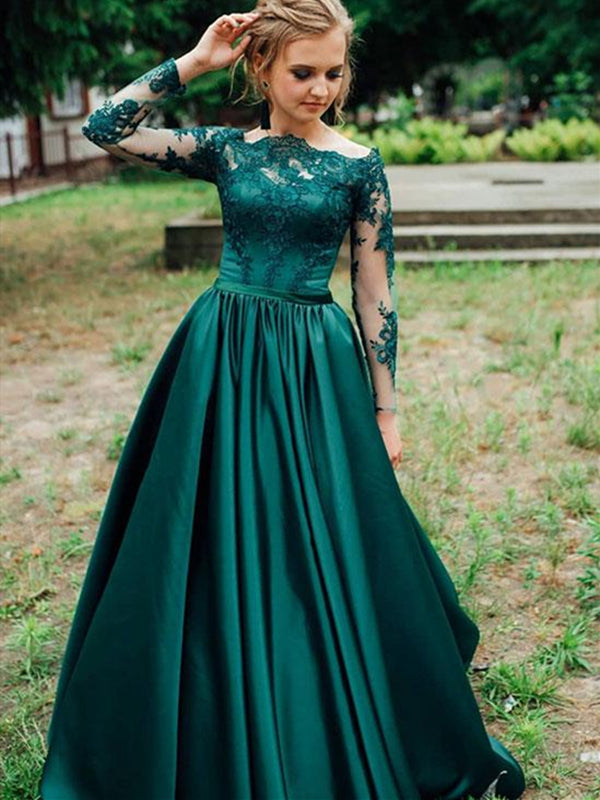 green lace long sleeve dress