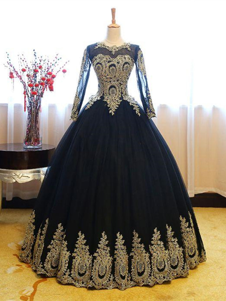 black evening gown with sleeves