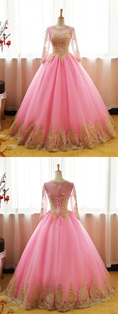 pink and gold evening gown