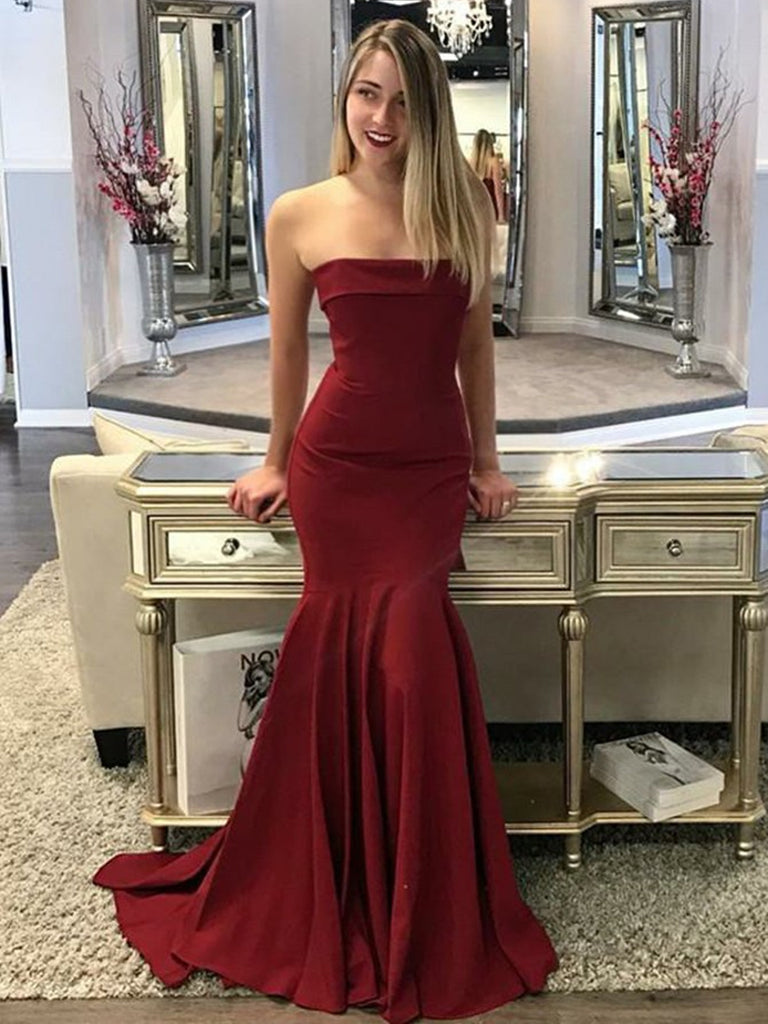 burgundy mermaid gown