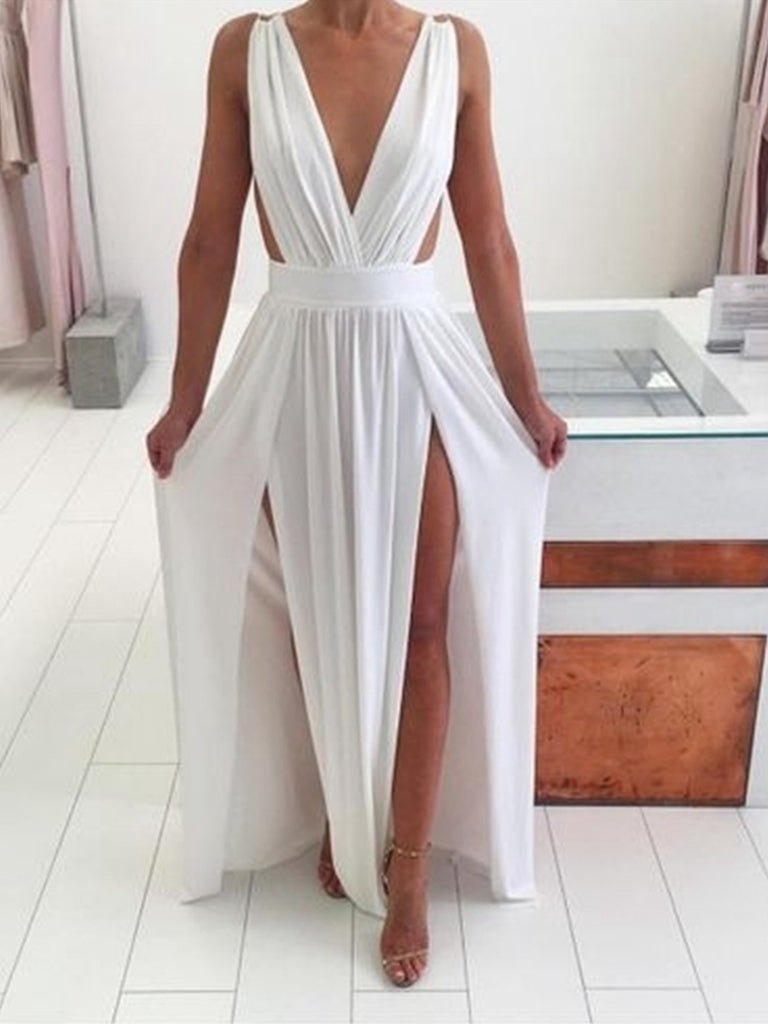 white gown with slit