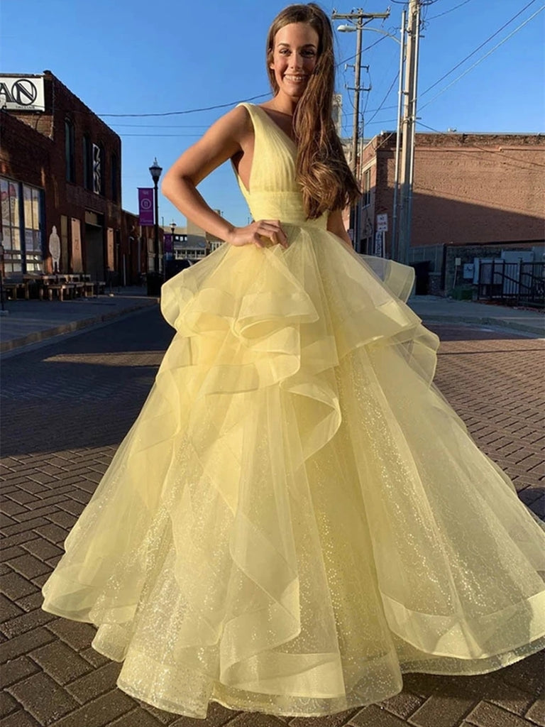 yellow fluffy dress